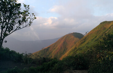 Beautiful view at the top of mount Andong Magelang Central Java Indonesia