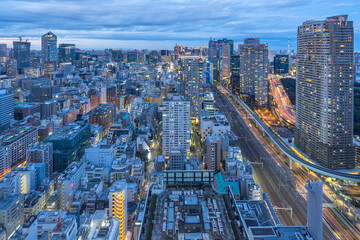 Tokyo city skyline with landmark buildings in Tokyo, Japan