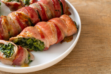 baked bacon stuffed spinach and cheese