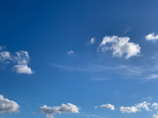 Naklejka na ściany i meble Beautiful blue sky with cumulus clouds