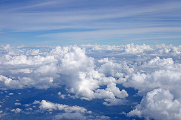 Naklejka na ściany i meble View of sky and cloud from airplane window