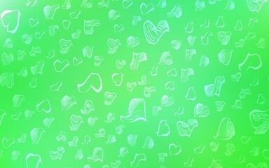 Light Green vector pattern with colorful hearts.