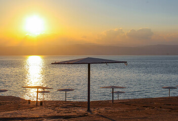 Beautiful sunset view at Dead Seat, Jordan