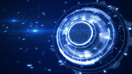 Business, technology, internet and virtual reality concept - button on virtual screen. 3D illustration.