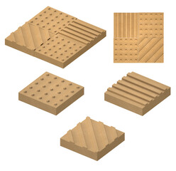 3d rendering of the tactile paving slabs set isometric view