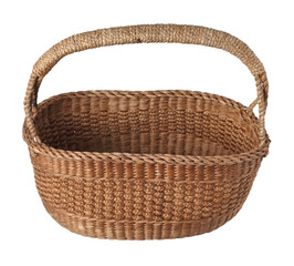 vintage Thai wicker basket on white background