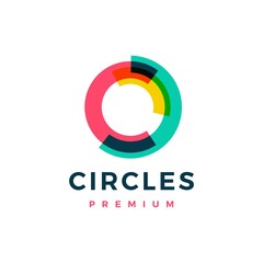 abstract circle overlapping color logo vector icon illustration - 390039853