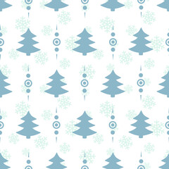 Vector seamless pattern with Christmas trees; for wrapping paper, greeting cards.