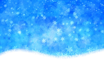 ブルーを背景に光輝く雪の結晶
