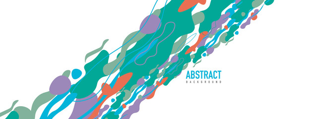 Trendy liquid style shapes abstract design, dynamic vector background for placards, brochures, posters, web landing pages, covers or banners
