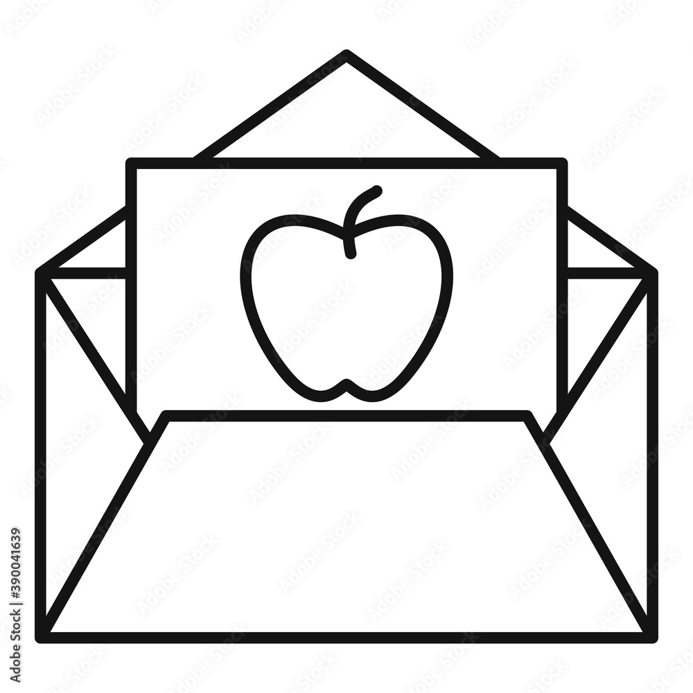 Poster envelope apple newtons day icon. outline envelope apple newtons day vector icon for web design isola