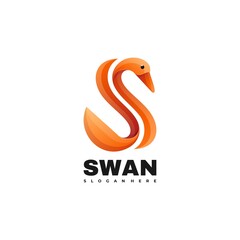 Vector Logo Illustration Swan Gradient Colorful Style.