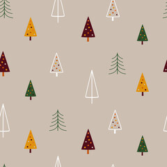 Obraz premium Seamless patterns with Christmas tree. Vector