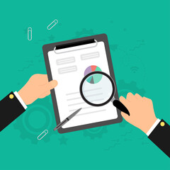 Businessman search vector graph flat illustration.