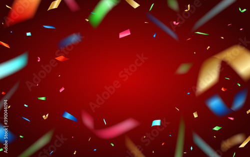 カラフルな紙吹雪 赤背景 Wall Mural Wallpaper Murals Sb