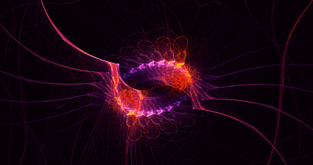 3D rendering abstract multicolor fractal light background