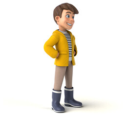 Fun cartoon kid with rain gear