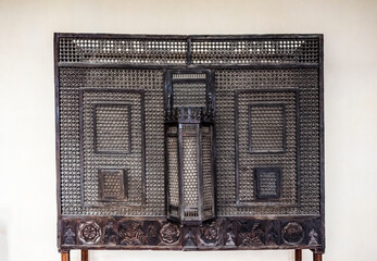 Wooden screen in Khan Palace in Bakhchisarai, built in the 16th - 18th century. The screen is an example of the Crimean Tatar household utensils