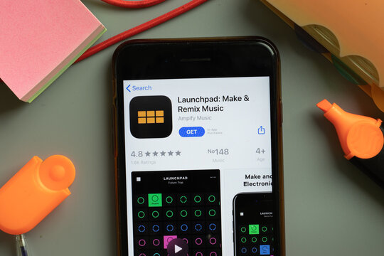 New York, USA - 29 September 2020: Launchpad Make And Remix Music Mobile App Logo On Phone Screen Close Up, Illustrative Editorial