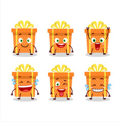 Cartoon character of orange christmas gift with smile expression