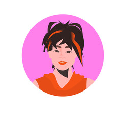 young woman profile avatar beautiful girl face female cartoon character portrait vector illustration