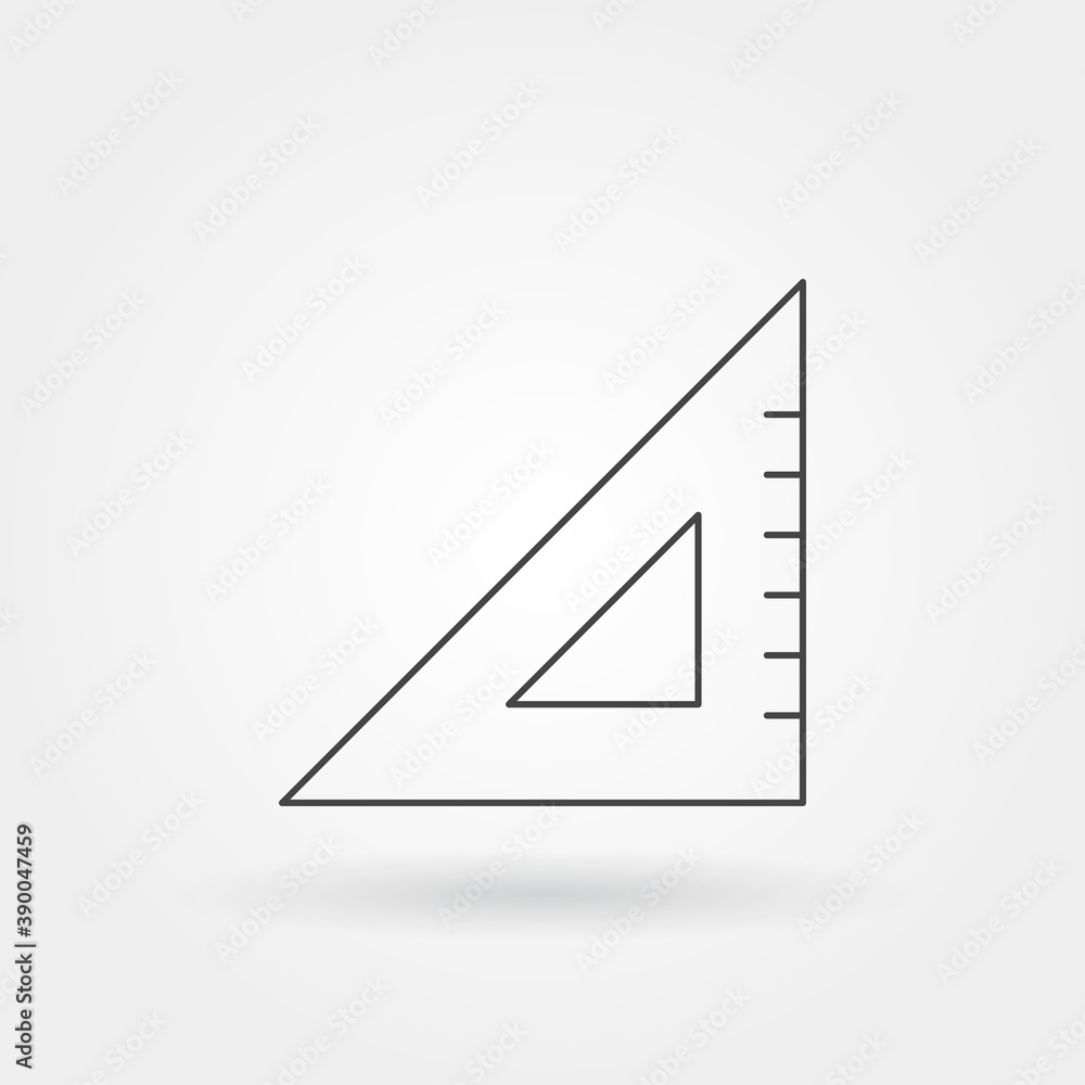 Poster ruler triangle single isolated icon with modern line or outline style