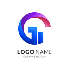 letter G logo template with 3d colorful style