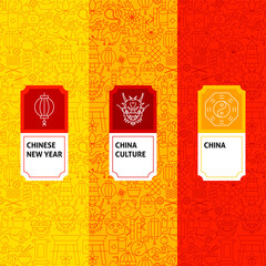 Line Chinese Culture Package Labels