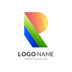 letter R logo design with 3d colorful style