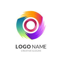 fire spin logo concept with 3d colorful style