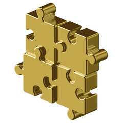 PUZZLE 3D illustration in cartoon metal style not white background.
