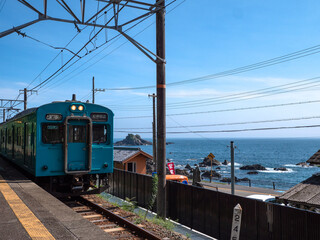 列車 , ローカル , 路線 , 海沿い  , train , station , local , japan 