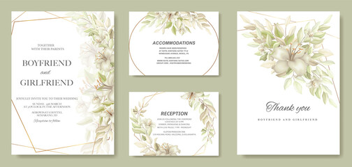 Elegant floral wedding invitation card template