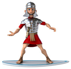 Fototapeta premium Fun 3D cartoon roman soldier surfing