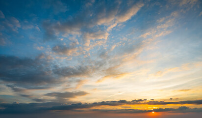 Sunset sky for background or sunrise sky and cloud at morning.