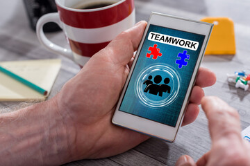 Teamwork concept on a smartphone