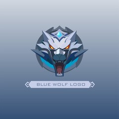 Vector of blue wolf logo on blue background