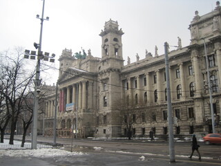 Fototapeta premium Exploring the beautiful snow covered old city of Budapest during winter, Hungary