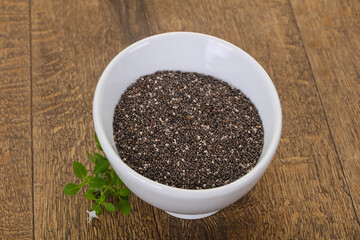 Dietary Chia seeds in the bowl