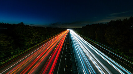 Traffic light trails on the highway
