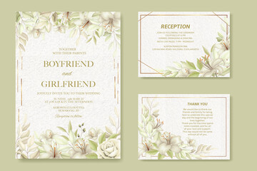 Fototapeta na wymiar Elegant floral wedding invitation card template