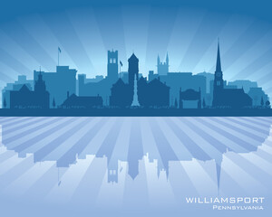 Fototapeta premium Williamsport Pennsylvania city skyline vector silhouette