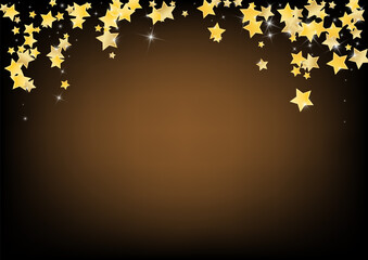 Yellow Party Stars Vector Brown Background. 