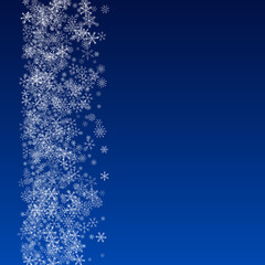 Silver Snowflake Vector Blue Background. Abstract 