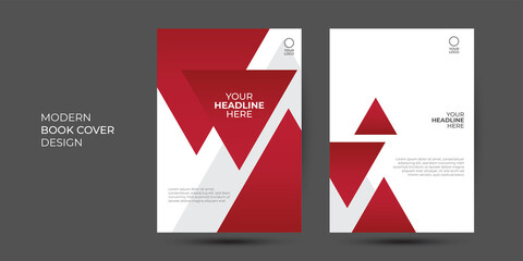 Red White Triangle Vector cover business proposal Leaflet Brochure Flyer template design, book cover layout design, abstract business presentation template