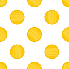 Seamless pattern Mountain of gold coins in a flat style. Background for business. Suitable for backgrounds, cards and wrapping paper. Vector.