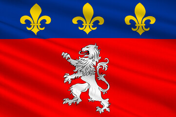 Flag of Lyon in Auvergne-Rhone-Alpes region in France