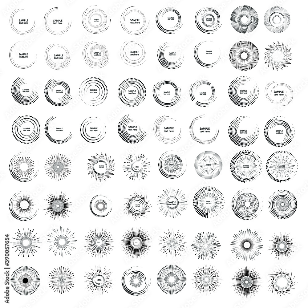 Poster halftone dots in circle form. round logo . vector dotted frame . design element