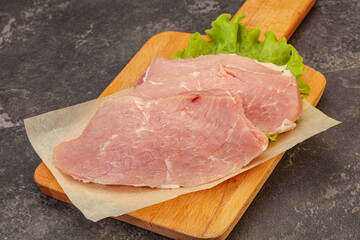 Raw pork steak for cooking
