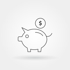 piggy bank single isolated icon with modern line or outline style